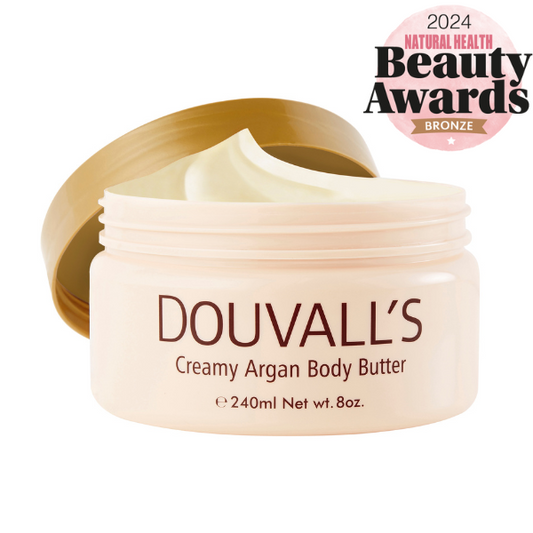 Organic Creamy Argan Body Butter with Pink Grapefruit - 240ml, Deep Nourishment & Skin Brightening